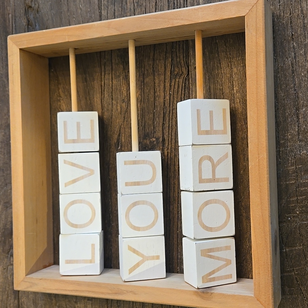 Wooden Love You More Block Wall Decor